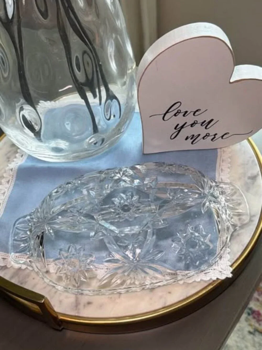 Vintage Clear Pressed Glass Divided Relish Dish
